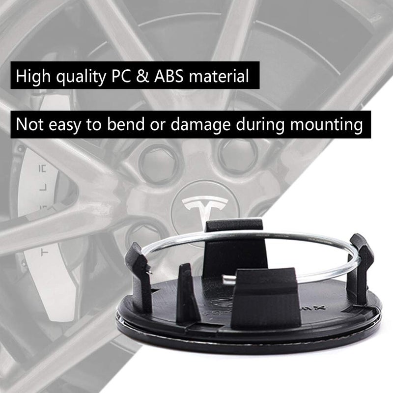 ROCCS Compatible with Model 3 S X Set Aero Wheel Cap Kit  Center Logo Emblem Modification Hub Cover with Cap Lug Nut Cover  Silver - Image 2
